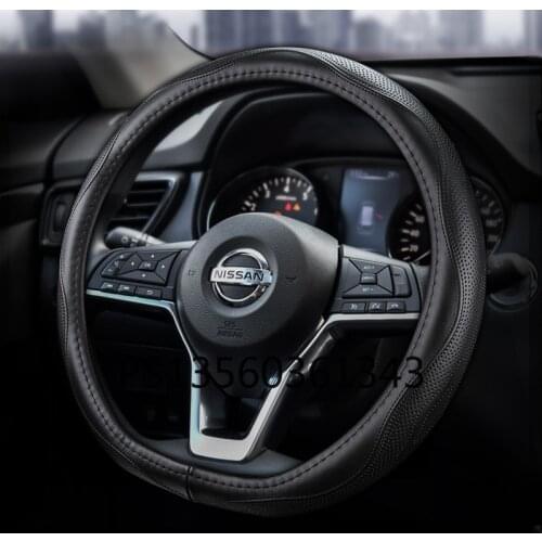 Leather steering wheel cover fit For Nissan Tiida Sylphy Teana X-TRAIL Qashqai KIcks Bluebird Murano car grip cover