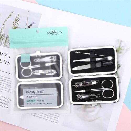 5pcs Stainless Steel Nail Clippers Set Professional Scissors Suit With Box Trimmer Grooming Manicure Cutter Kits For Nail Tools