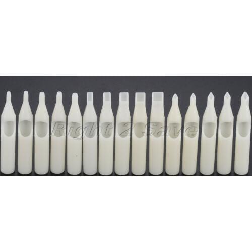 50pcs Tattoo Needle Tip Disposable Cap Nozzles Tube Round Flat Mouth Plastic 3R 5R 7R 9R 11R 5F 7F 9F 11F 13F