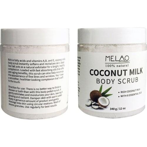 Q81B Coconut Milk Essential Oil Body Face Scrub Exfoliating Blackheads Sea Salt Natural Whitening Cream