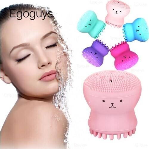 1PC Silicone Cleaning Brush Octopus Bubbler Facial Brushes Baby Bath Massager Face Skin Cleaner Pore Deep Cleansing Shower Scrub