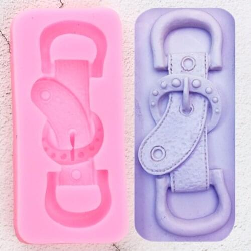 3D Belt Buckle Border Silicone Molds Chocolate Candy Polymer Clay Mould DIY Party Cupcake Topper Fondant Cake Decorating Tools