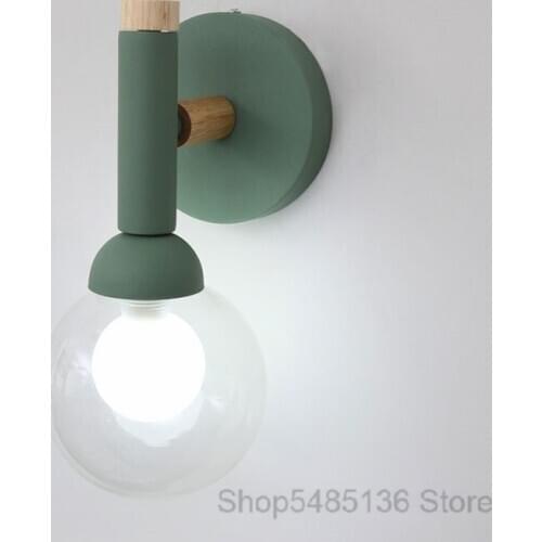 Nordic Iron Wood Wall Lamp Modern Glass Wall Sconce Light Fixtures for Living Room Bedroom Bathroom Led Mirror Lights Home Decor