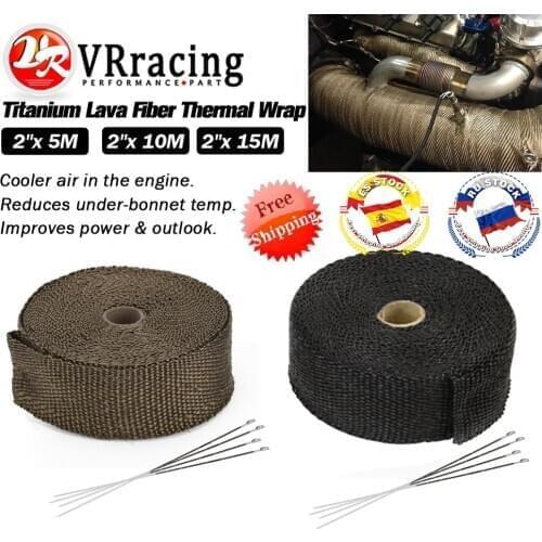 5M/10M/15M Motorcycle Exhaust Thermal Tape Header Heat Wrap Manifold Insulation Roll Resistant with Stainless Ties