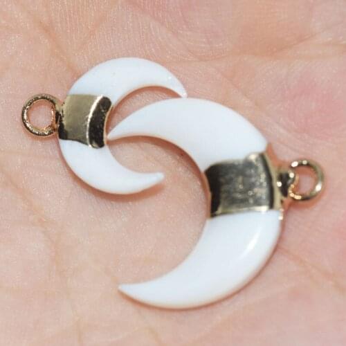 Necklace Ornament Crystal Semi-Precious Stone Moon Pendant Handmade DIY Accessories Electroplated Gold Crescent charms