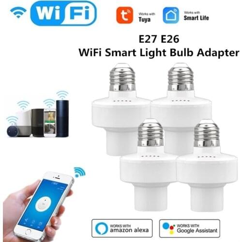 E27 WiFi Smart Light Bulb Adapter Wireless Lamp Holder Base Timer Smart Life/Tuya APP Remote Control With Alexa Google Home