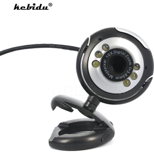 Kebidu New USB 2.0 Digital HD Webcam Camera 30.0 Mega Pixels 6 LED Web Cam with Mic Microphone for Skype for MSN PC