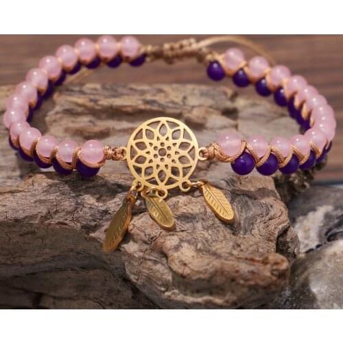 Handmade Jewelry Yoga Braided Wrap Bracelet Stainless Steel Dream Catcher Charm Bracelets For Men Women Hope Jewelry