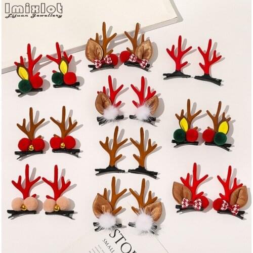1Pair New Girls Cute Christmas Cartoon Antlers Hairpin Hair Clips Sweet Hair Ornament Headband Fashion Women Hair Accessories