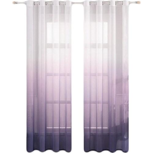 Gradient Multi Color Voile Curtain for Living Room Kitchen Window Treatment for Bedroom Panel Home Decor Drapes