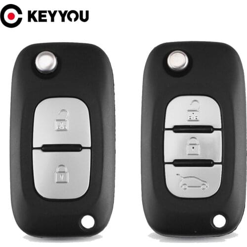 KEYYOU 2/3 For Renault Clio Megane Kangoo Modu with Flip Fob Replacement Folding Uncut Blade Buttons Car Remote Key Case shell