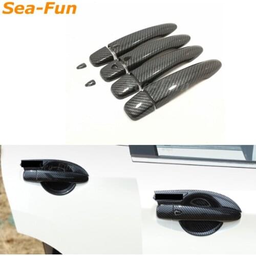 Car Door protector Handle Decoration Cover Trim Sticker ABS Carbon fiber For Nissan Qashqai J11 2015-2019 Accessories Styling