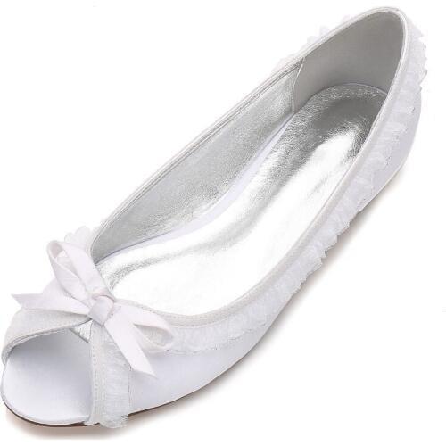 Creativesugar Open toe lady satin dress flats shoes with ruffles and tie sweet lolita style bridal wedding party prom girl shoes