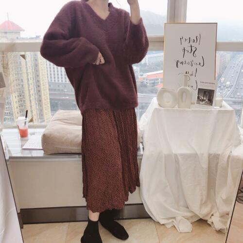 Rice Flower Retro Broken Folds Chiffon Skirt 2019 Summer New High Waist Elastic Waist Long Skirt Women