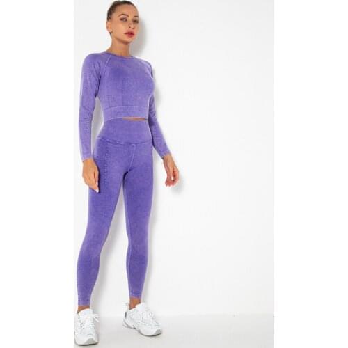 Women Seamless Yoga Sets 2Pcs Tracksuits Outdoor Running Suits Solid Color Gym Sets Hips Push Up Yoga Pants+Fitness Shirts Sets