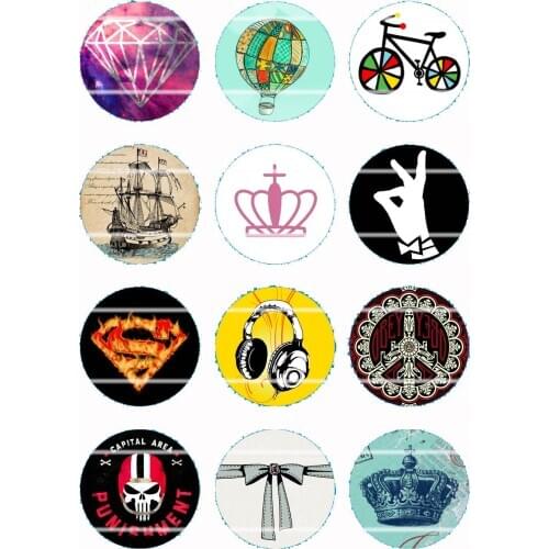 Handmade Colorful picture Round Glass Cabochons Refrigerator magnet for Necklace Decoration and Phone Chain Accessaries49