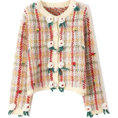 Runway Sweater Women Cardigans Luxury Brand Design Elegant Long Sleeve Exquisite Vintage Kinitted Christmas Cardigans Sweaters