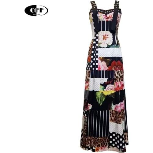2021 Fashion runway summer vintage vacation maxi dress women spaghetti strap stylish dot Leopard party beach traf dresses robe