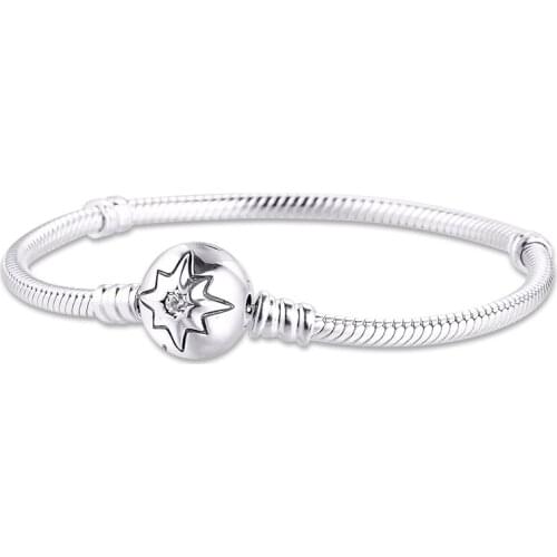 Starry Sky Clasp Momtners Bracelet Original 925 Sterling Silver Bracelets Bangles for Women DIY Charms Jewelry Making Pulseras