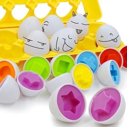 12 Pcs/Set Matching Durable Plastic Eggs For Kid Early Learning Color Shape Fruit Recoginition Sorter Puzzle Baby Montessori Toy