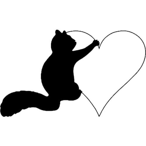 13.7CM*7.9CM Lovely Squirrel Hugging Heart Vinyl Car Sticker Black/Silver C2-3037
