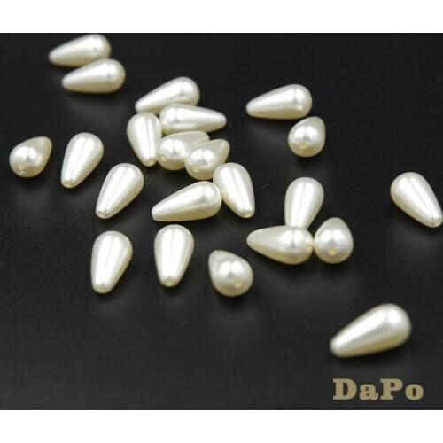 6x10mm To 11x22mm Various sizes Cream White 2 Holes Straight Holes Faux Imitation Plastic Tear Drop Pearl Beads