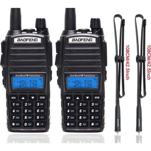 2Pcs BAOFENG UV-82 5W Portable Walkie Talkie VHF/UHF Dual Band Long Range Dual 2 PTT UV82 Two Way Radio Amateur Ham CB Radio