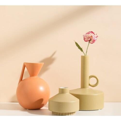 2021 NEW Nordic dried flower decoration living room creative home porch flower arrangement Morandi ceramic vase