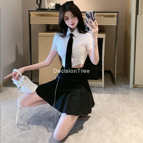 2021 woman school uniforms sexy collage student sailor party cosplay costume japanese short sleeve jk suit girls black skirt