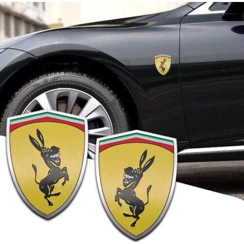3D Donkey Logo Car Stickers Aluminum Rear Trunk Badge Emblem Decal For Ferrari Ford Mustang Auto Exterior Decoration Accessories