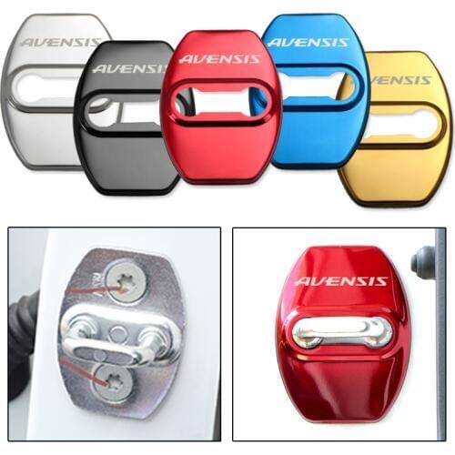 4pcs Car Stainless steel Door Lock Decoration Protection Cover Emblem case for Toyota Avensis Accessories