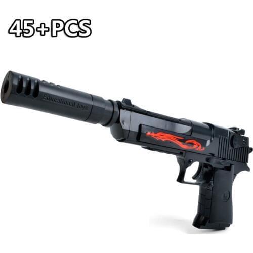 45PCS DIY Gun Assembly Building Blocks Brick Pistol Rifle Miniature Model Plastic Educational Toys for children Boy Gift