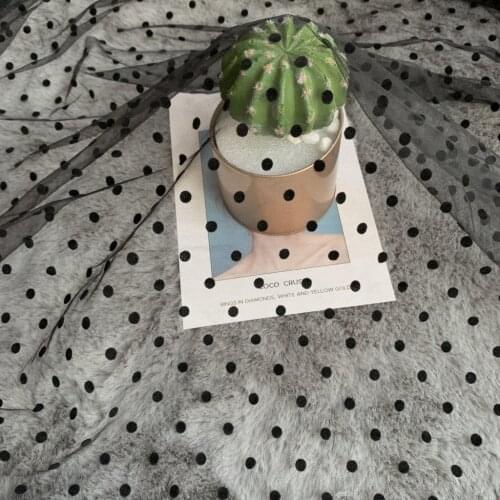 5Yards White Khaki Mesh Lace Fabric Black Flocked Dot Point Mesh Fabric Wedding Fabric For Sewing Dress And Girl‘s Tulle Skirt