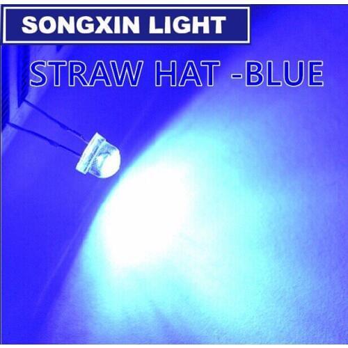 50pcs Straw Hat 5mm LED Diode Water Clear Blue 5 mm High Brightness Transparent Light Emitting Diode LED Lamp 3V