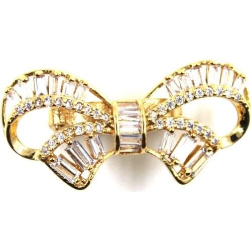 DIY accessories 14K gold bow double row pearl necklace sweater chain clip fastening adjustment buckle wholesale