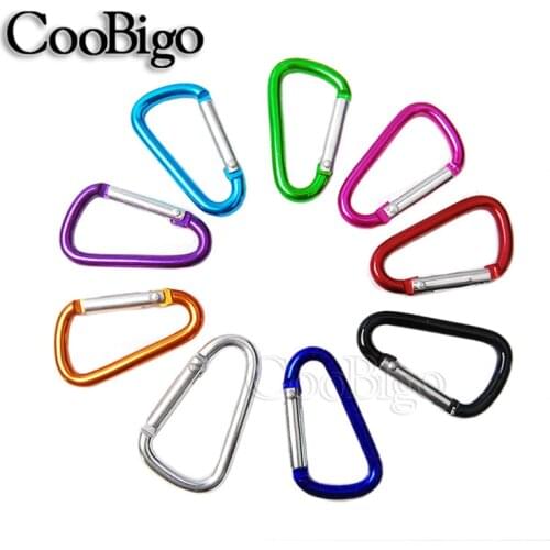 Aluminum Carabiner Hooks Clips D Ring Spring Snap Climbing Button Keychain Backpack Water Bottle Buckles Multicolor 10pcs