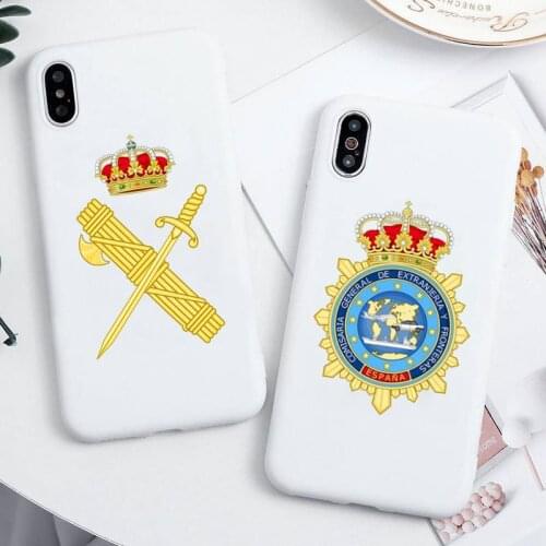Spain National Police Phone Cases For iphone 12 11 Pro Max Mini XS 8 7 6 6S Plus X SE 2020 XR Candy white Silicone cover