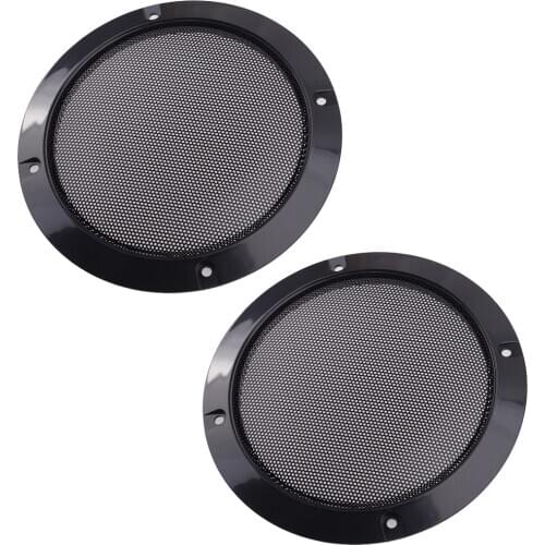 2Pcs/Set Black Car Circle Speakers Cover Steel Mesh Audio Subwoofer Grill Protector with Mounting Screws Universal