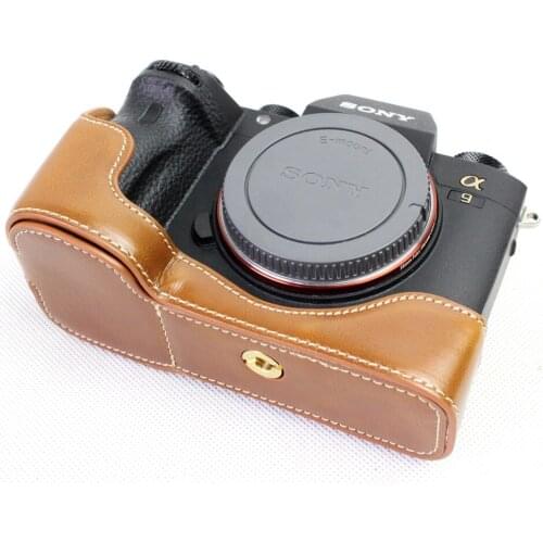 Black/Coffee/Brown High Quality PU Leather Half Camera Bottom Case Bag Cover For Sony Alpha A9 ILCE-9 With Battery Opening