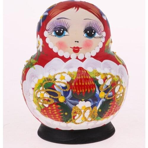 10 Pieces Wooden Babushka Russian Nesting Doll Hand Painted Colorful Flower