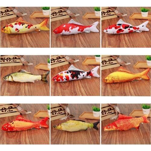 Pet Soft Plush Creative 3D Carp Fish Shape Cat Toy Gifts Catnip Fish Stuffed Pillow Doll Simulation Fish Playing Toy For Pet