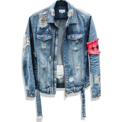 Vintage Denim Jackets Men Slim Fit Solid Color Casual Mens Jeans Coat 2019 Fashion Vintage Clothes for Men Black Blue