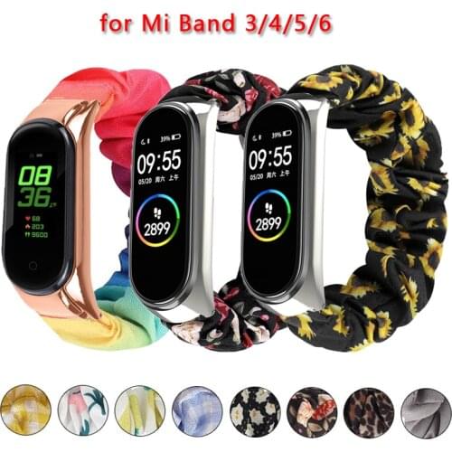 Scrunchie Elastic Loop for Xiaomi Mi Band 6 5 4 3 Nylon Replacement Watch Band for Miband 6 5 4 Wristband for Xiaomi Mi Band 3