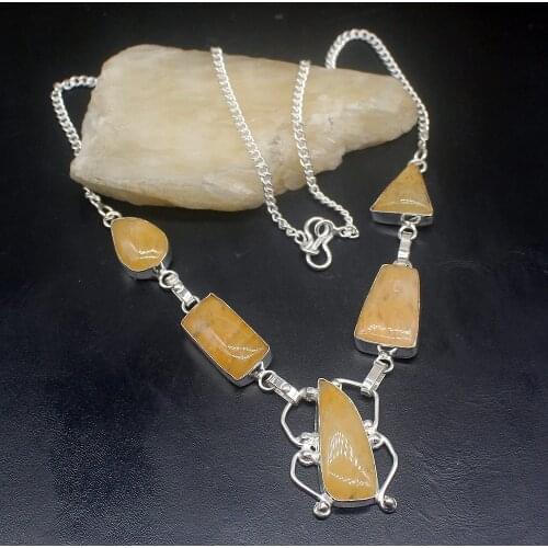 Gemstonefactory Jewelry Big Promotion 925 Silver Trendy Hot Sale Yellow Quartz Women Ladies Gifts Chain Necklace 48cm 202101558