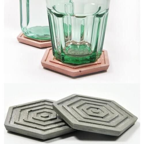Geometric design of hexagonal cement coasters silicone mold cement mold lines cement coasters tray household supplies mold