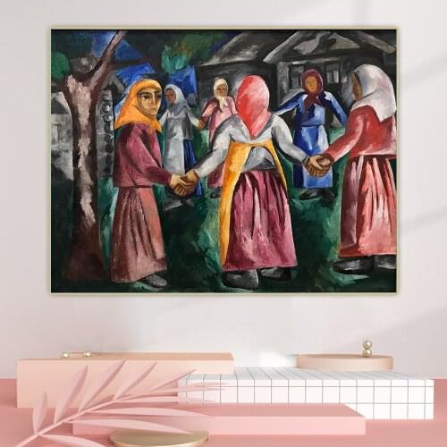 Citon Natalia Goncharova《Khorovod》Canvas Oil Painting Artwork Poster Decorative Picture Wall Decor Home Living Room Decoration