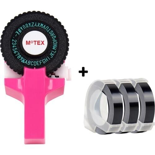 Pink Color MoTex E101 Mini Printer DIY Manual label maker with compatible dymo 3D embossing Tape Typewriter label maker machine