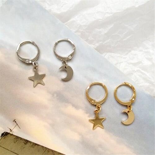 Fashion mini Moon Star Punk stud Earrings For Women popular Everyday Teen Mothersday Celestial earrings Birthday Jewelry