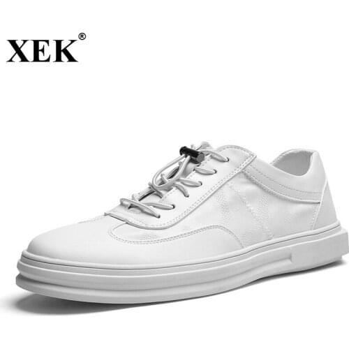 XEK 2018 Fashion Summer New Breathable White Shoes Men Mesh Sneakers Mens Casual Shoes Microfiber Black Mens Flats Shoes JH261