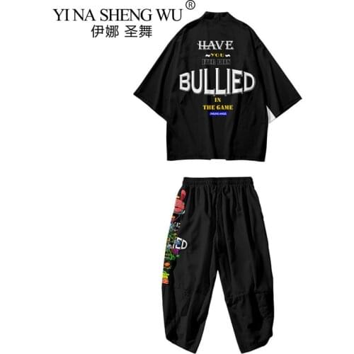 Men Kimono Printing Japanese Style Fashion Kimonos Coat And Pant Set Male Cardigan New Haori Obi Asian Clothes Plus Size XS-6XL